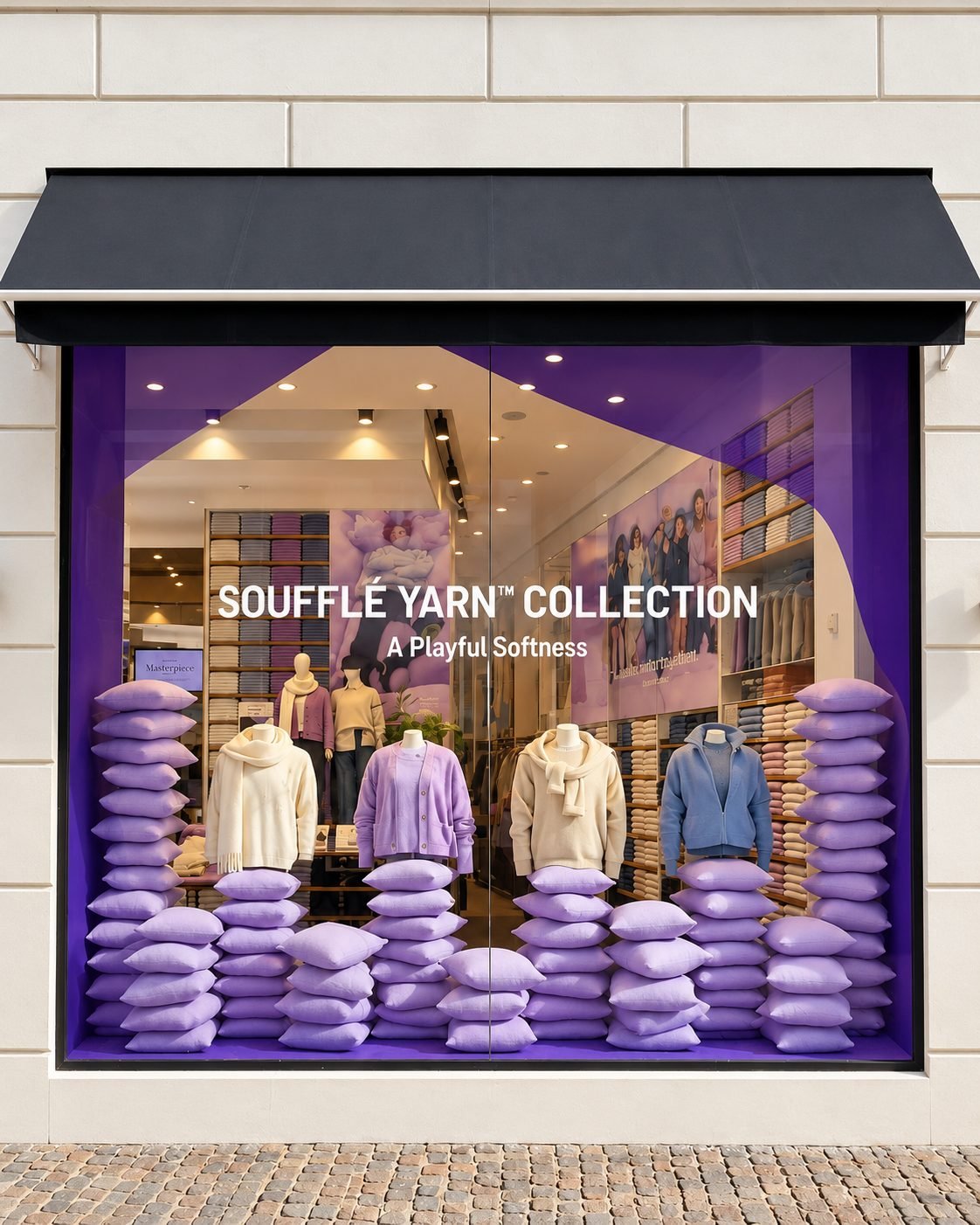 Espacio retail Uniqlo Soufflé Yarn — Escaparate para Uniqlo